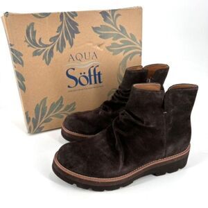 Sofft Pecola Womens Waterproof Suede Slouch Ankle Bootie Dark Brown Size 10M